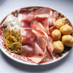 Antipasto with zeppole.
