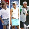Andre Agassi in 1988 at the US Open; Anna Kournikova in 2002 at the Arthur Ashe Kids’ Day Tennis Festival in New York; Lleyton Hewitt at the AAPT Tennis Finals in Adelaide in 1999.