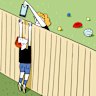 Playing ball in the back garden