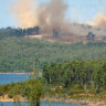 Alcoa blasting bauxite to prepare for mining near Serpentine Dam.