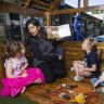 Flemington Goodstart Early Learning Centre director Mousumi Chowdhury with kinder kids (L-R) Estelle, 4, Victoria, 4 and Lucas, 4. Demand for kinder places in and around Melbourne is soaring.
