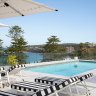 Rooftop pool and beach beyond.