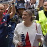 Janet Reah leading the ANF WA Nurses and Midwives Rally Parliament House and Dumas House on November 25, 2022