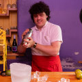 Cantina OK! bartender Jock Swan shaves down giant blocks of ice to make margaritas.