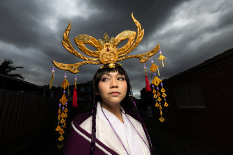 Fung’s handmade headdress made from foam and resin took over 20 hours to make