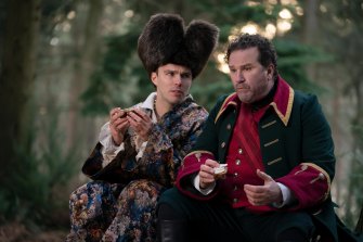Nicholas Hoult (left, with Douglas Hodge) plays Peter as a foppish, self-centred fool.