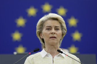 European Commission President Ursula von der Leyen urges the 27 nations of the EU to cut off Russian oil imports during her speech at the European Parliament.