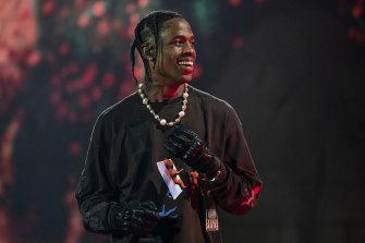 Travis Scott performs on day one of the Astroworld festival in Houston on Friday.