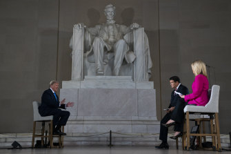 Donald Trump, speaking at a Fox News town hall event at the Lincoln Memorial, said up to 100,000 people could die from the coronavirus in the US. People submitted questions to the President via video.