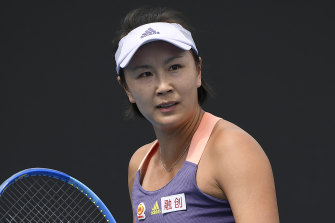 Chinese tennis star Peng Shuai at the Australian Open in 2020. 