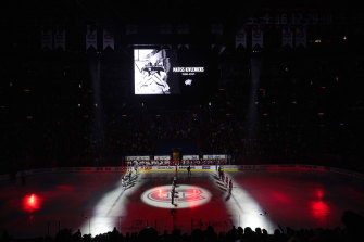 The Montreal Canadiens and Tampa Bay Lightning pay tribute to Kivlenieks before game four of the Stanley Cup finals.