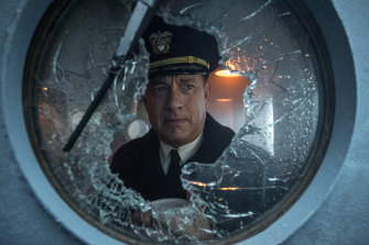 Hanks plays Commander Ernest Krause in Apple TV+ film Greyhound. 