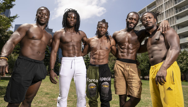 “To be in shape, we work five hours a day at a school in Montreal”: Afrique en Cirque performers.