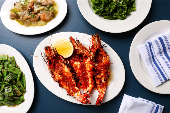 Grilled Skull Island prawns with ’nduja butter at Fior.