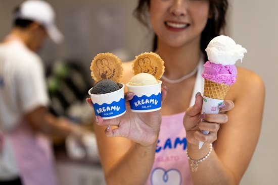 From left: Black sesame and Vietnamese yoghurt and sugarcane and calamansi sorbet.
