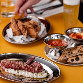 Pickled octopus with ajo blanco.