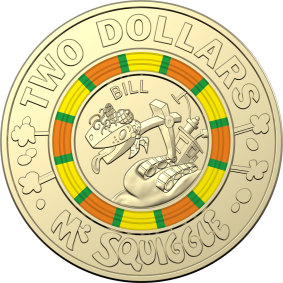 Bill the Steam Shovel from the Mr Squiggle ABC television show, now commemorated on a $2 coin minted by the Royal Australian Mint.