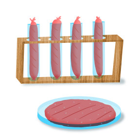 In 2013, a lab-grown burger patty was worth $330,000. Prices have dropped since then. Illustration: Simon Letch