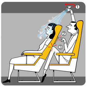 Annoyed by fellow travellers' reclined seats? The answer could be blowing in the wind. Illustration: Simon Letch