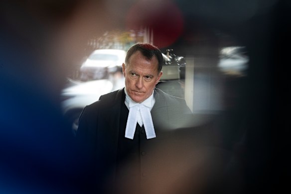 Colin Mandy, SC, outside court on Thursday.