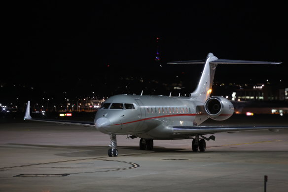 The plane landed at Canberra’s RAAF air base at Fairbairn. 