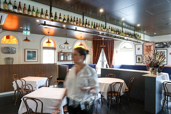 Inside Gerald’s Bar 2.0, in the former Enoteca Sileno site.