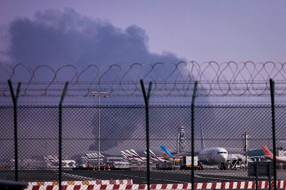 Planes were temporarily halted as authorities dealt with the blaze yesterday.