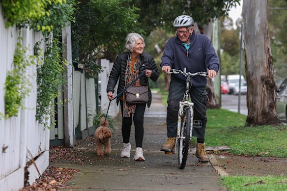 Margaret Stevens, 81, and her husband Eddie Stevens, 82 staying active. Margaret walks a lot and Eddie rides to work.