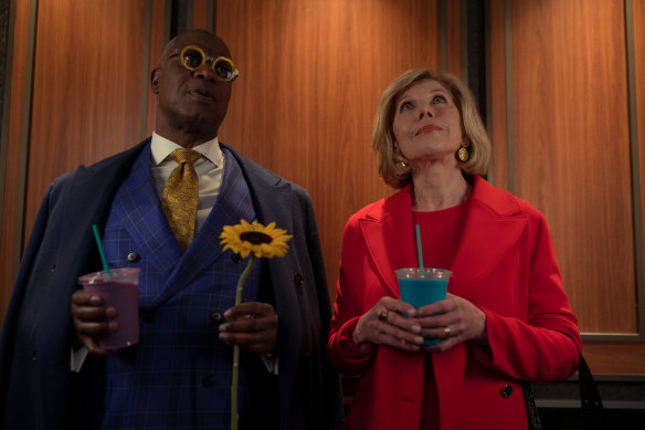 André Braugher as Ri’Chard Lane and Christine Baranski as Diane Lockhart in The Good Fight.