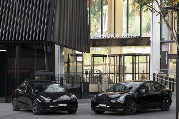 Tesla car share service has been launched for tenants at Lendlease’s Salesforce Tower in Sydney Place, Sydney