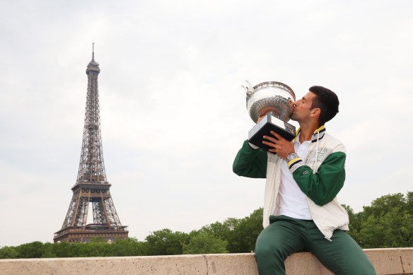 Novak Djokovic after winning the French Open.