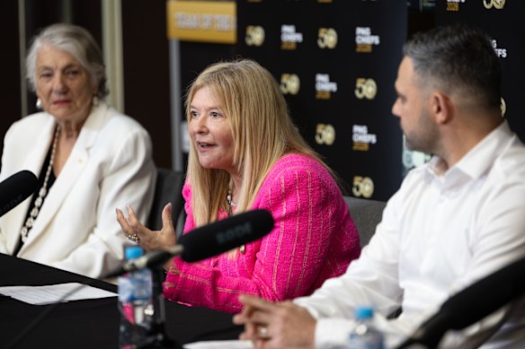 PNG Chiefs' general manager of football Michael Chammas and CEO Lorna McPherson on Thursday.