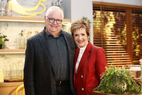 Ian Smith (Harold Bishop) and Jackie Woodburne (Susan Kennedy) at the Neighbours farewell event on Wednesday.