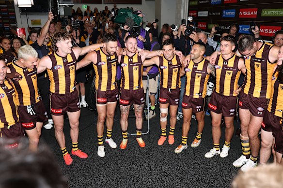The Hawks sing the song after beating Sydney.