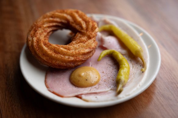 Parmesan donut with Emilio’s smoked ham. 