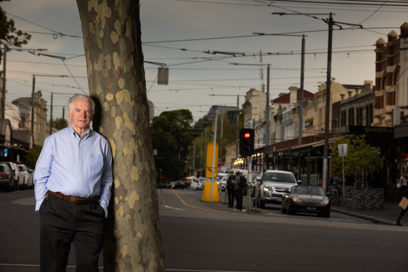 Kevin Chamberlin, former Melbourne lord mayor and North Melbourne resident, on Errol Street.