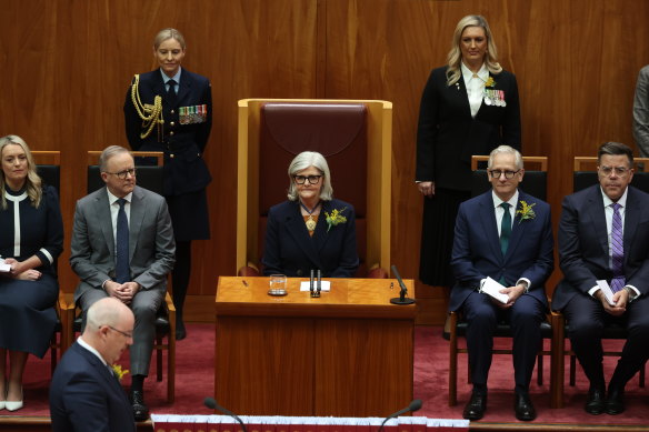 Sam Mostyn during the swearing-in ceremony.