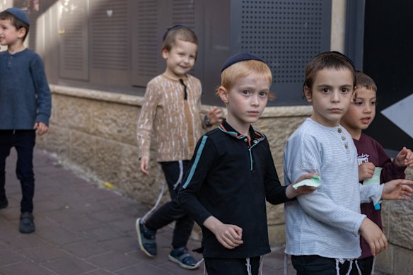 Children in Bnei Brak. The birthrate for ultra-Orthodox Jews now vastly exceeds that of other groups.