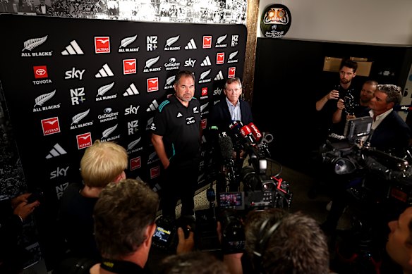 Rennie amid the New Zealand press pack on Wednesday.