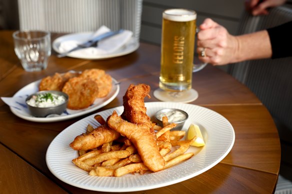 Choose from four different fish for the traditional fish and chips.