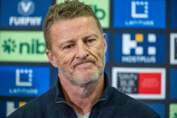 Damien Hardwick at his farewell press conference at Punt Road.