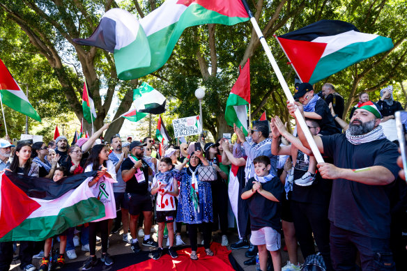 A pro-Palestine protest at Hyde Park, Sydney on Sunday.
