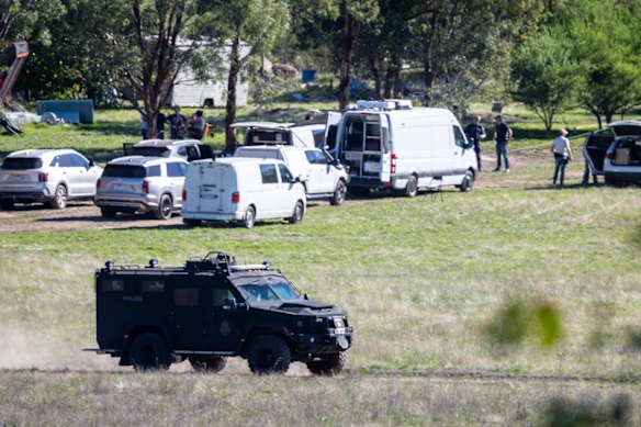 The police BearCat leaving the scene.