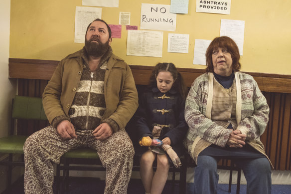Mark Addy, Eloise Groom as a young Alice, and Jo Brand in The More You Ignore Me. 