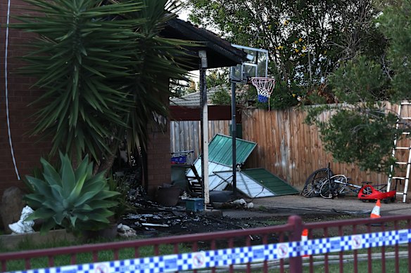 A neighbour says they tried to point their own hose at the blaze, but it couldn’t reach from across the street.