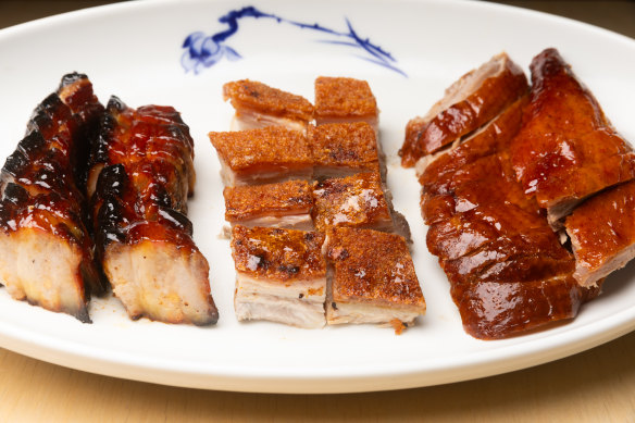 A platter of Chinese barbecue meats.