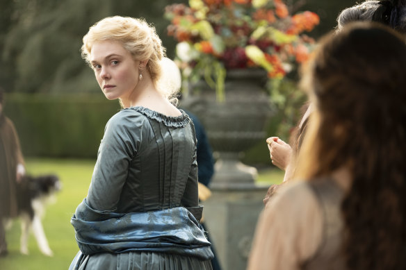 Elle Fanning as Catherine in The Great.  