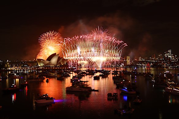 An overview of the harbour during the fireworks display.