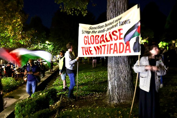 Activists met at a Sydney park after losing their council venue. 