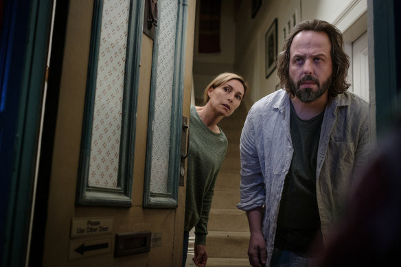 Sampson with Claudia Karvan in the comedy-drama <i>Bump</i>.